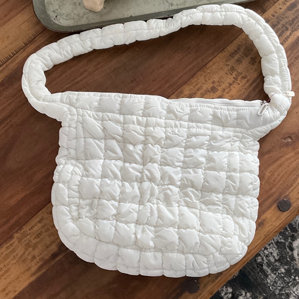 Quilted Puffer Shoulder Bag in White